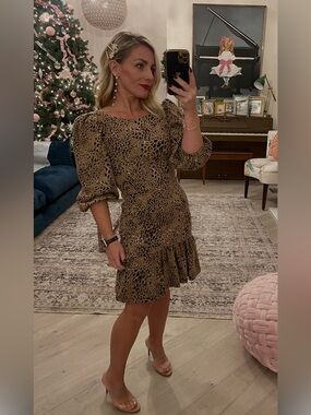 Anthropologie Leopard-Print Midi Dress in Tan and Black